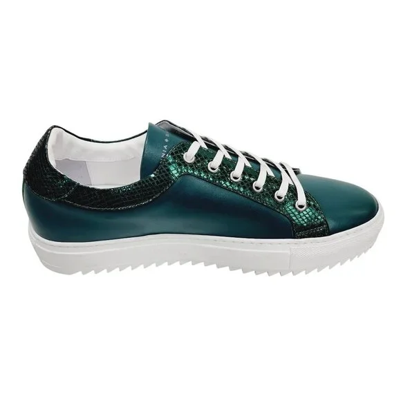 New Tiannia Barnes Men’s Billy Leather Low-Top Ebony Olive Sneaker Shoes Size 12